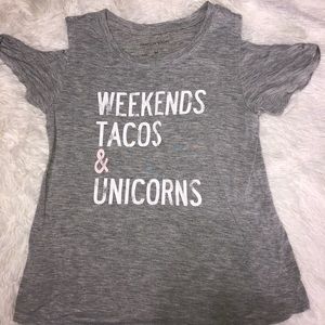 GIRLS Gray cold shoulder t shirt